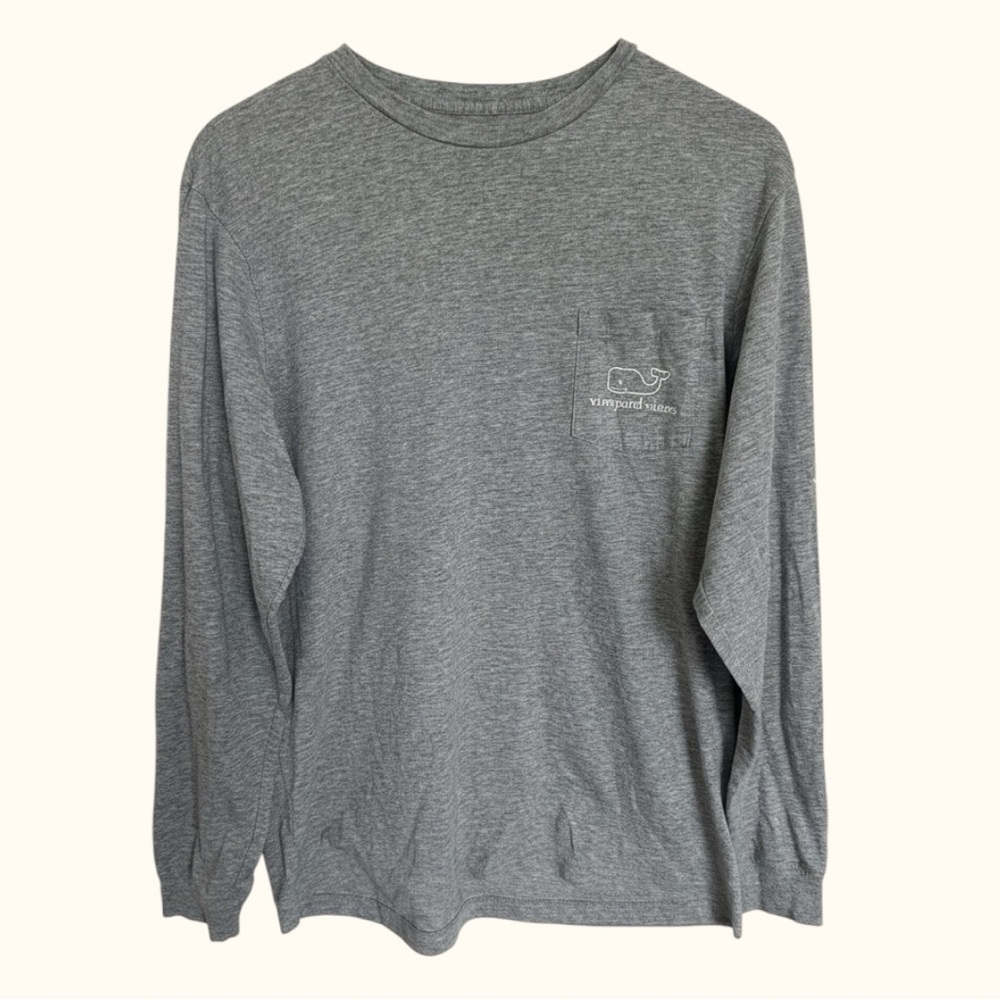 Vineyard Vines Long Sleeve Whale Logo Tee – Gray – Med